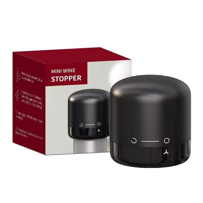 Dop de Etansare a Sticlei de Vin, Flippy, Rotativ, On-Off, Silicon, Reutilizabil, Usor de Depozitat si Folosit, 3.4 x 3.4 x 3.4 cm, Negru