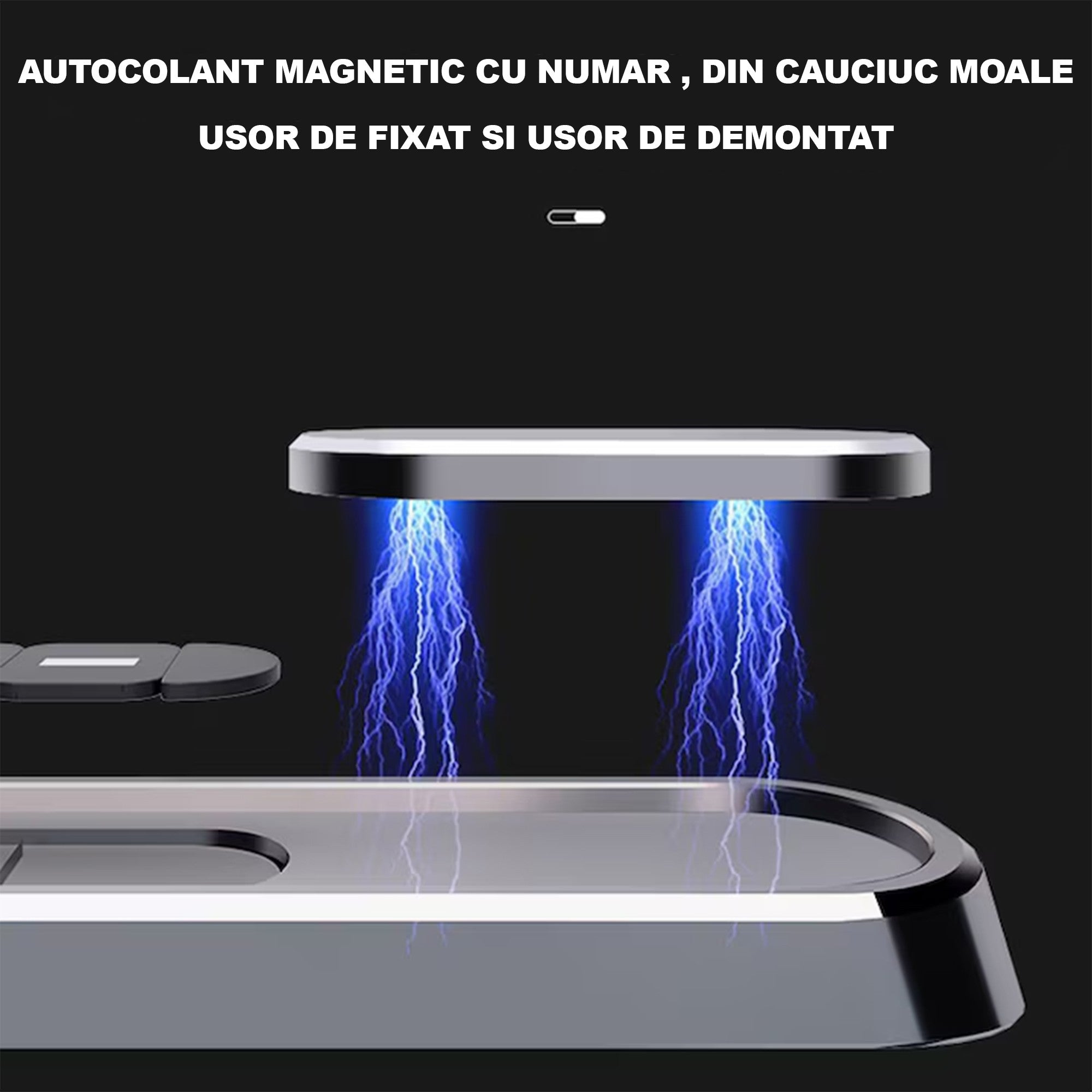 Suport Auto Numar Telefon Parbriz, Aliaj de Aluminiu, Lipire cu Banda Dubla Adeziva, 13,8 cm, Argintiu