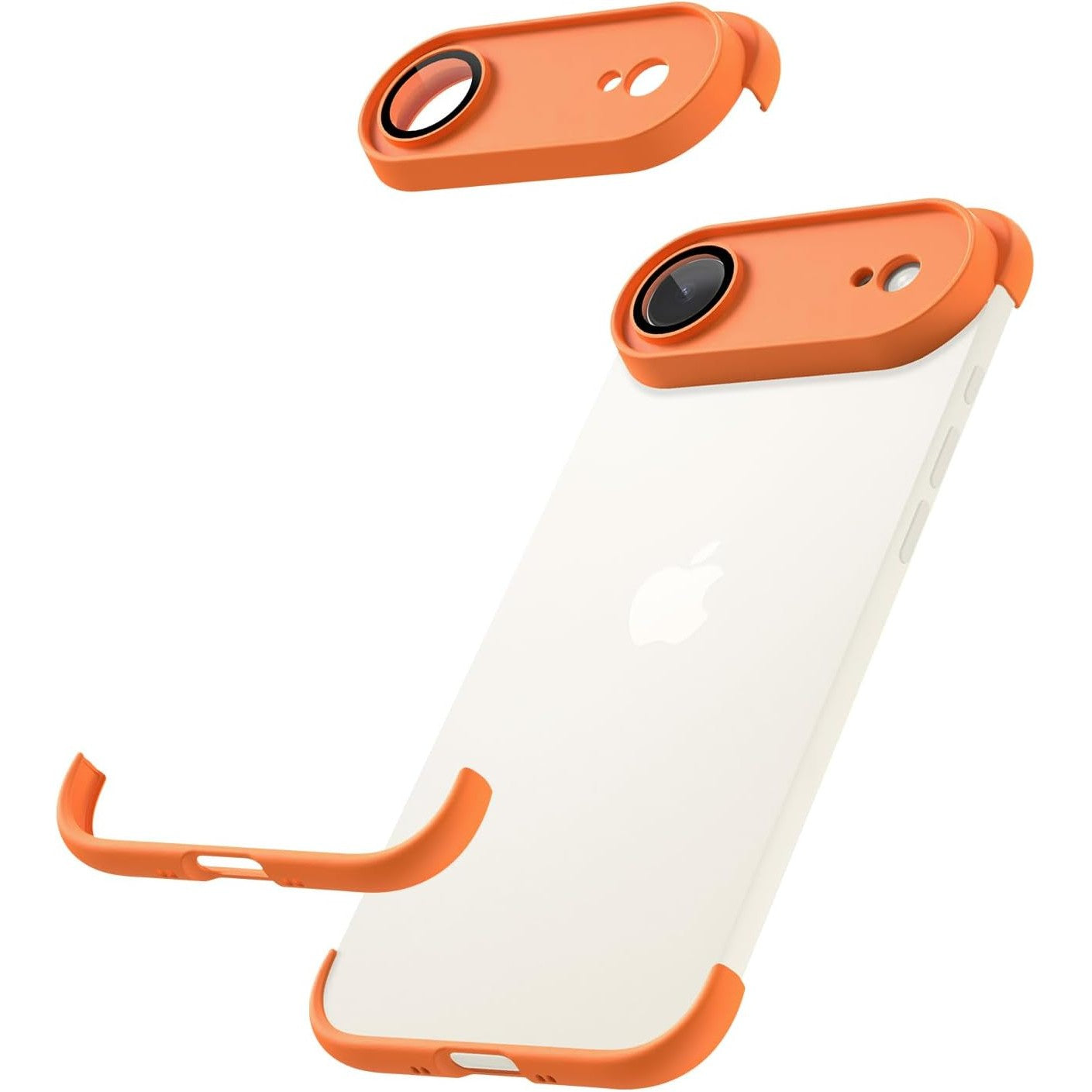 Carcasa de Telefon, Compatibila Apple iPhone 17 Air, Fara Rama, doar Colturi si Camera, din Metal, Grosime 0.1 mm, Portocaliu