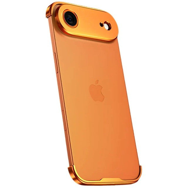 Carcasa de Telefon, Compatibila Apple iPhone 17 Air, Fara Rama, doar Colturi si Camera, din Metal, Grosime 0.1 mm, Portocaliu