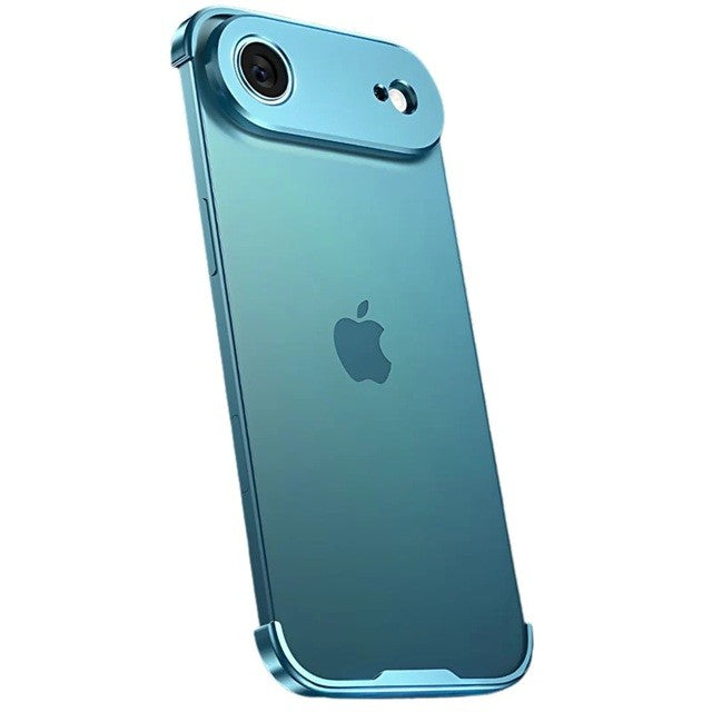 Carcasa de Telefon, Compatibila Apple iPhone 17 Air, Fara Rama, doar Colturi si Camera, din Metal, Grosime 0.1 mm, Albastru