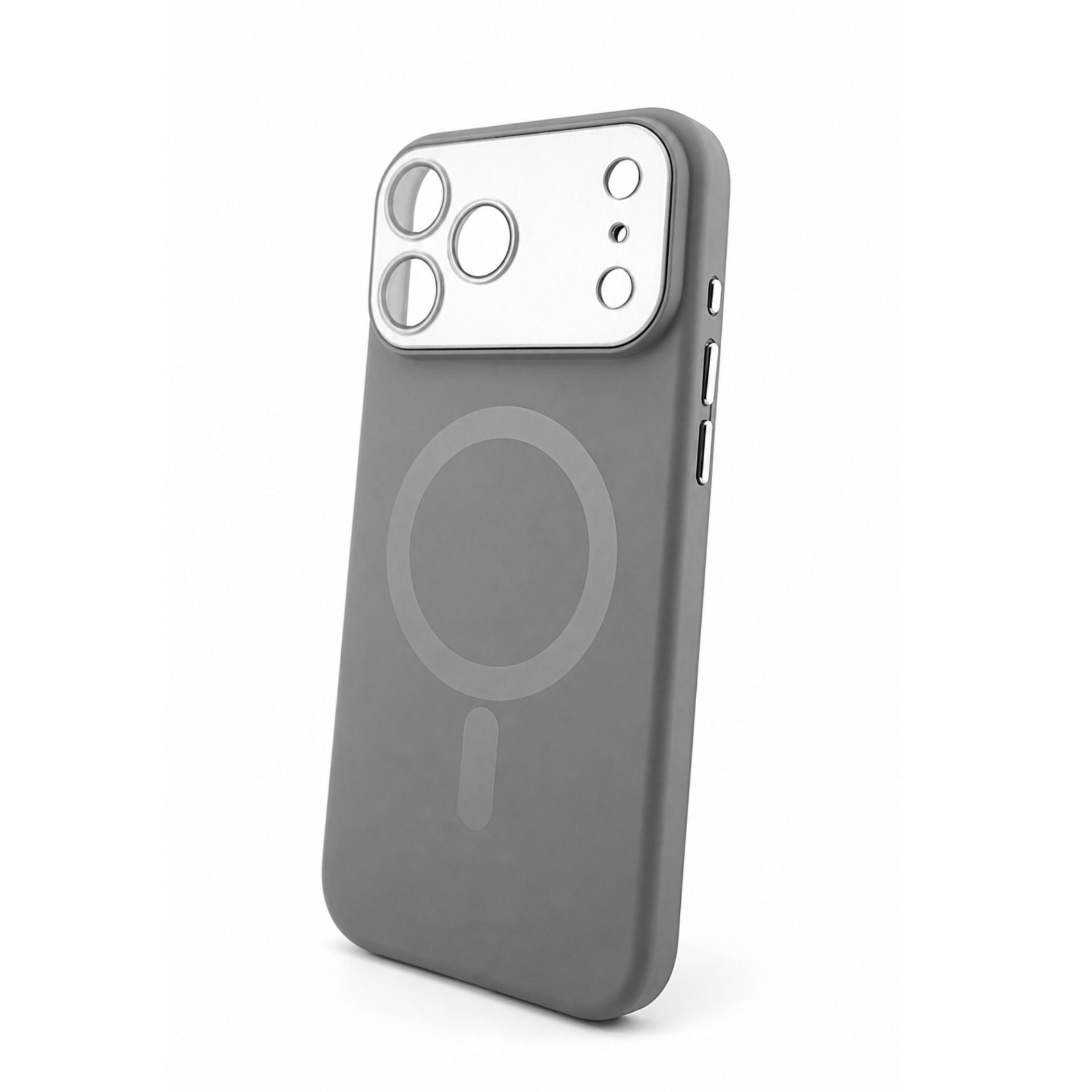 Carcasa Liquid Silicone, Compatibila iPhone 17 Pro, Magnetica, Protectie TPU Camera, Gri Titanium
