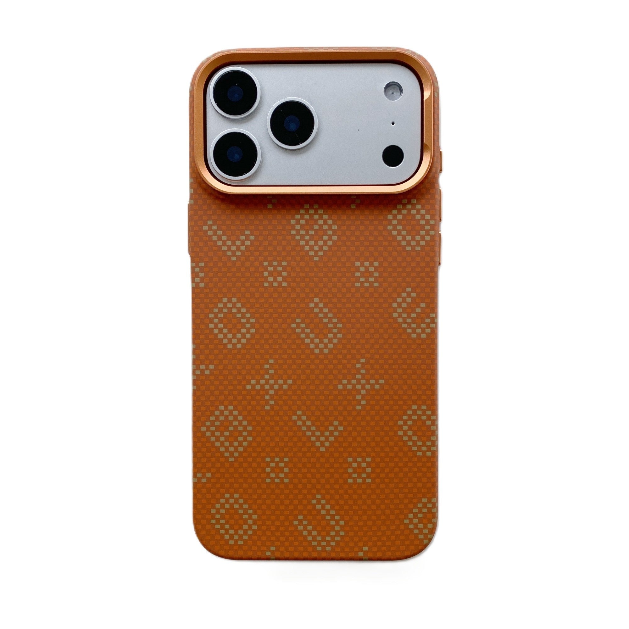 Carcasa Magnetica, Compatibila Apple iPhone 17 Pro Max, din Fibra de Carbon, Litere Fosforescente, Portocaliu
