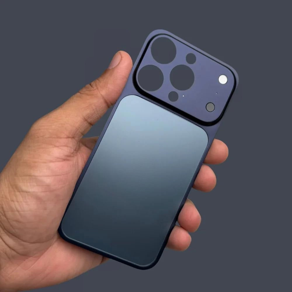 Carcasa Metalica, Compatibila Apple iPhone 15 Pro Max, Creeaza Aspect de iPhone 17 Pro Max, Unibody Mat, Rezistenta la Zgarieturi, Albastru