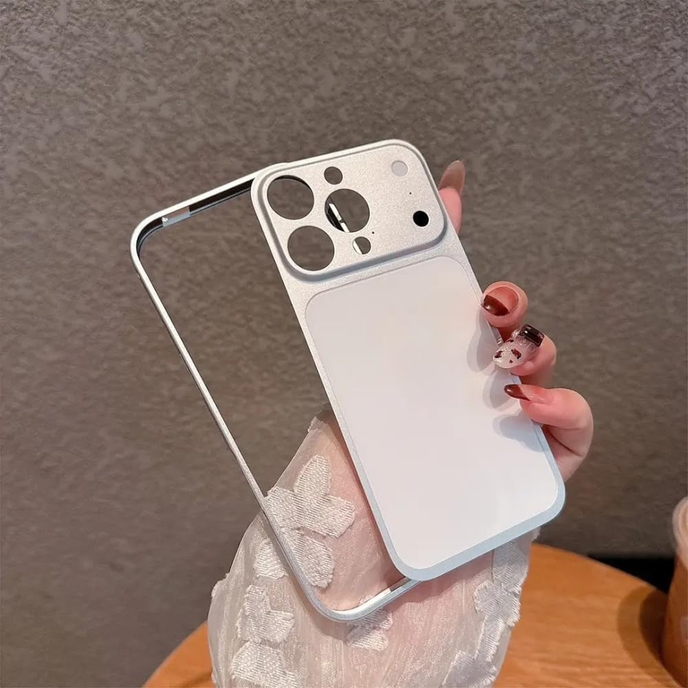 Carcasa Metalica, Compatibila Apple iPhone 16 Pro, Creeaza Aspect de iPhone 17 Pro, Unibody Mat, Rezistenta la Zgarieturi, Argintiu
