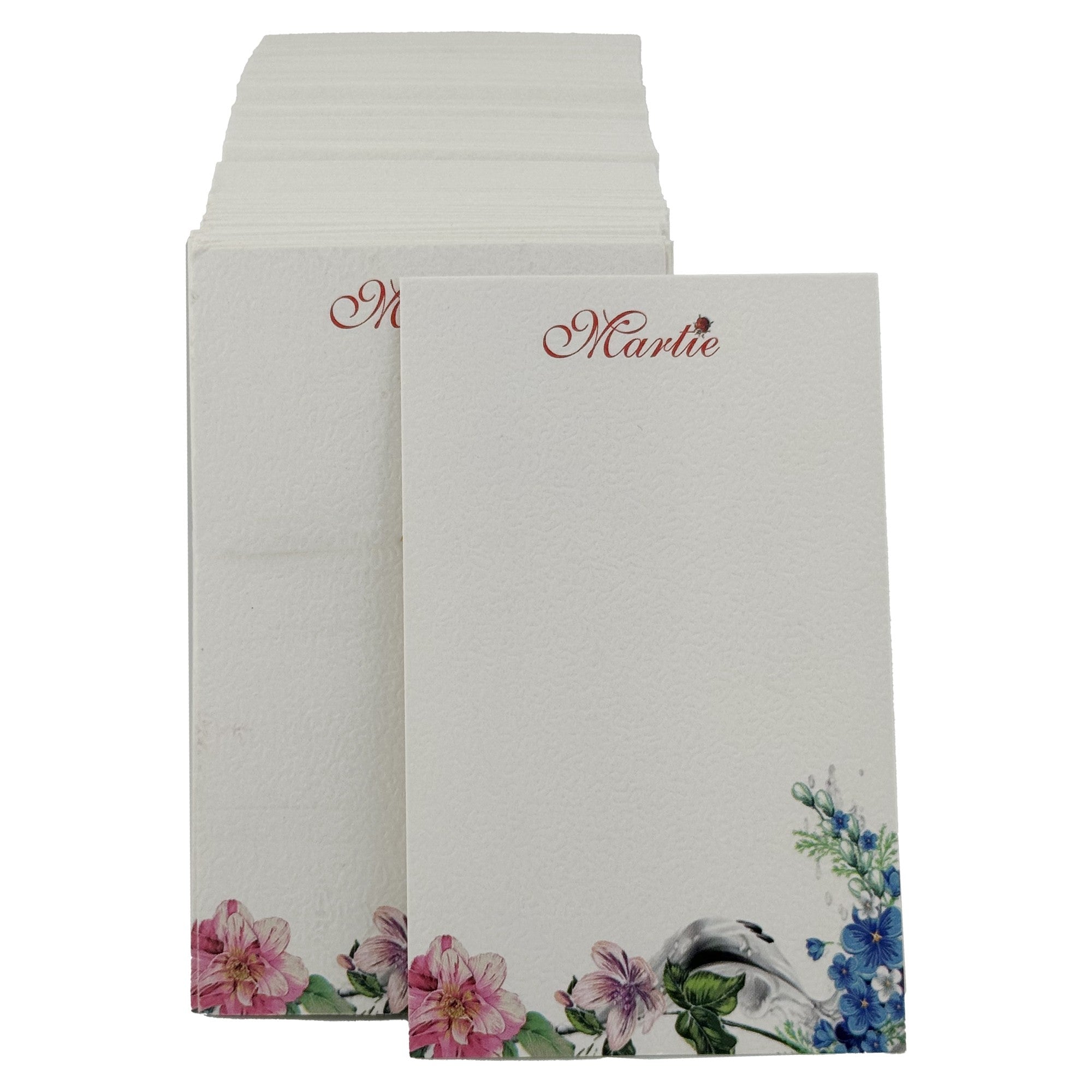 Cartonase Ambalaj pentru Martisor, Set 200 buc, Model Martie Flori Colorate, 9 x 5 cm, Alb