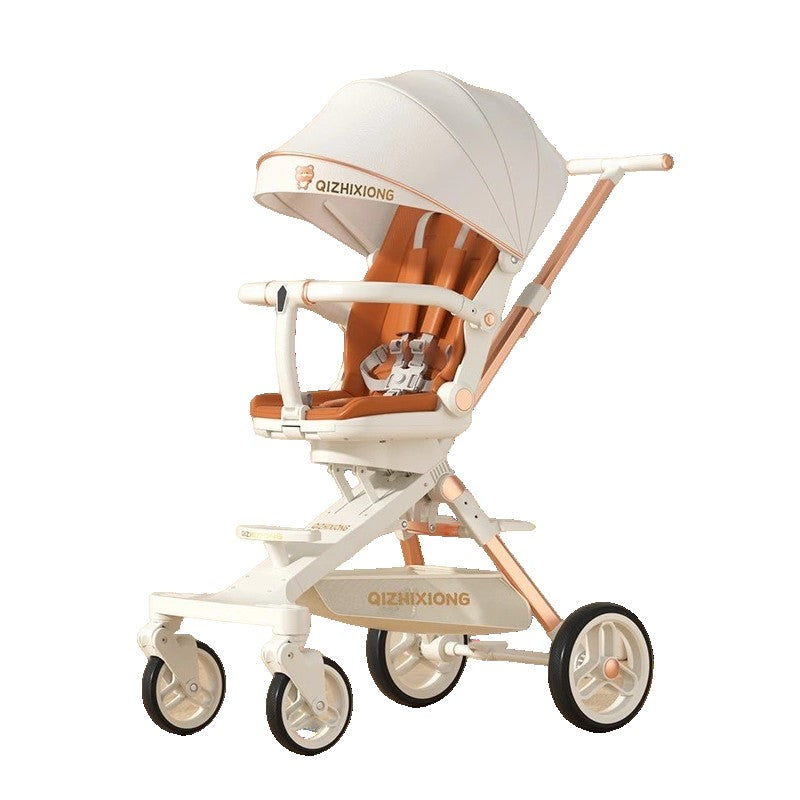 Carucior Sport Flippy 3in1, 6-36 Luni, Pliabil, Tavita pentru Masa, Pat de Dormit, Centura de Siguranta, Roti 360 Grade, Reversibil, Parasolar, Maner Reglabil, 64 x 35 x 100 cm, Alb
