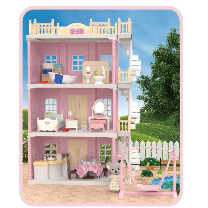 Casa pentru papusi cu baie si bucatarie, figurine si mobilier inclus