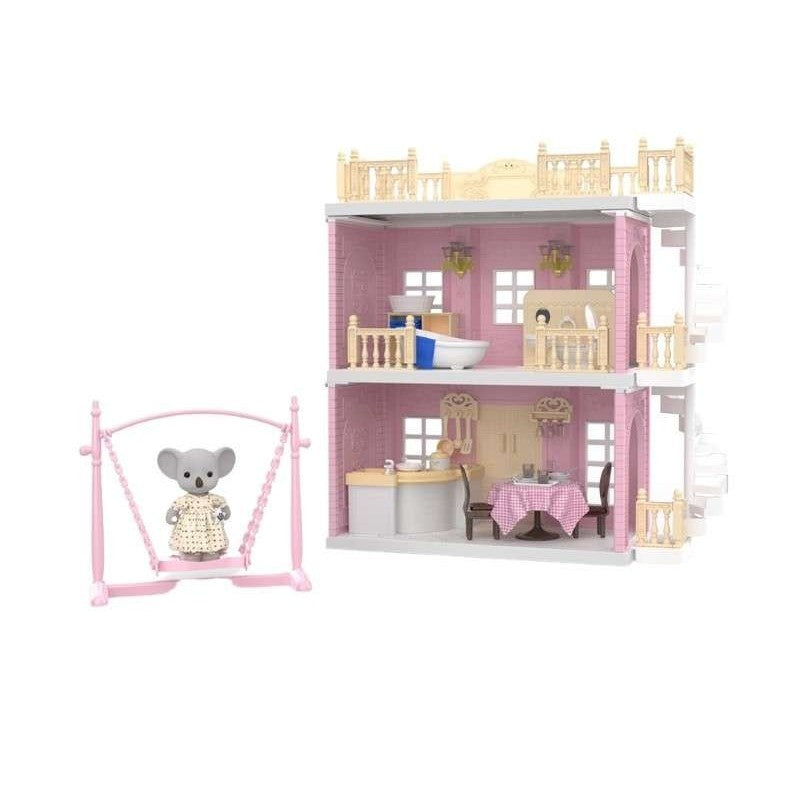 Casa pentru papusi cu baie si bucatarie, figurine si mobilier inclus