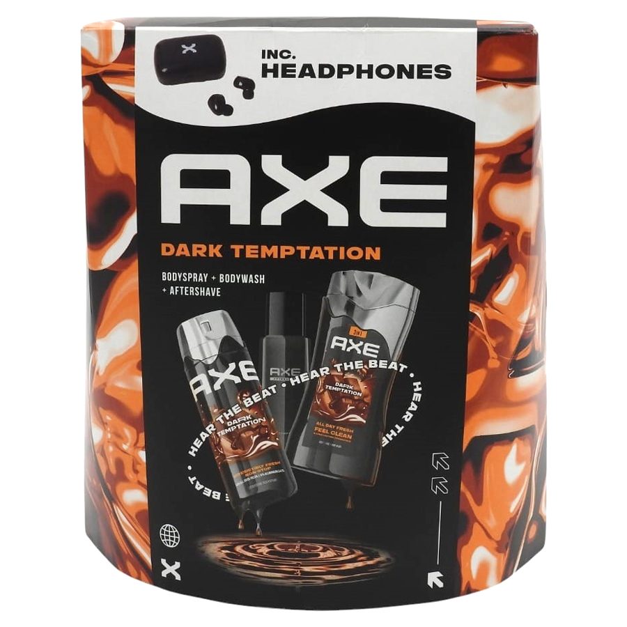 Caseta Cadou, Axe, Deo150 ml, Gel de Dus 250 ml, Aftershave 100 ml, Headphones Dark Temptation