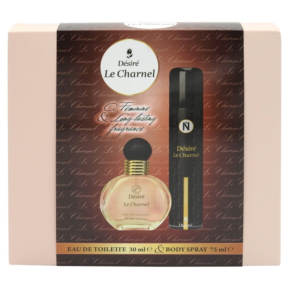Set cadou 2 in 1 cu Eau de Toilette 30ml si Body Spray 75ml din gama Desire Le Charnel