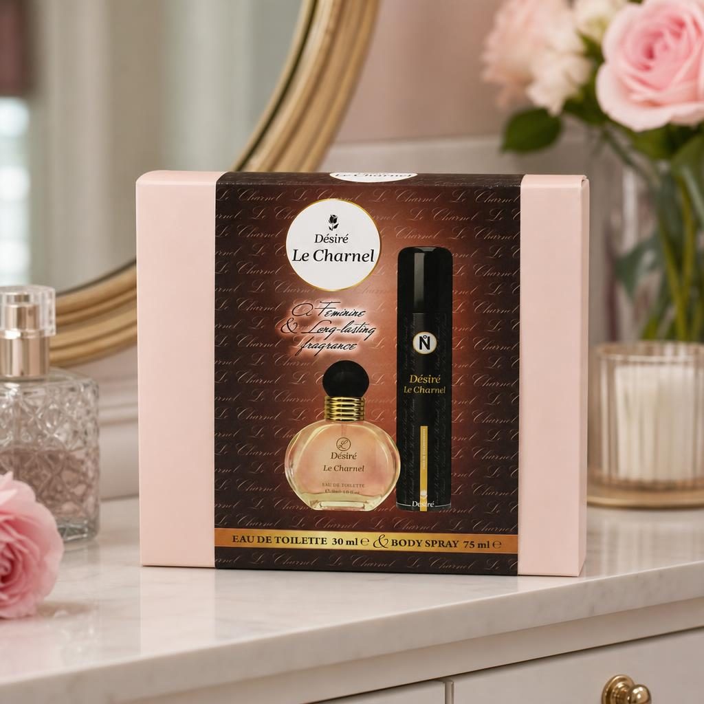 Set cadou 2 in 1 cu Eau de Toilette 30ml si Body Spray 75ml din gama Desire Le Charnel