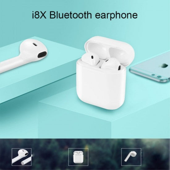 Casti Wireless Bluetooth MKJ-I8X Earbuds, Alb