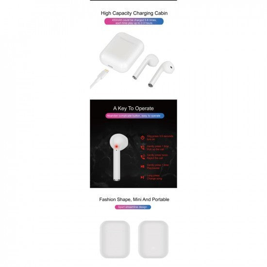 Casti Wireless Bluetooth MKJ-I8X Earbuds, Alb