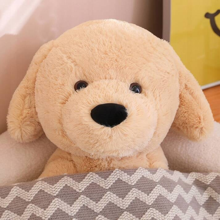 Jucarie plusata catel urias, foarte moale si pufoasa, 60x50 cm, maro - 5