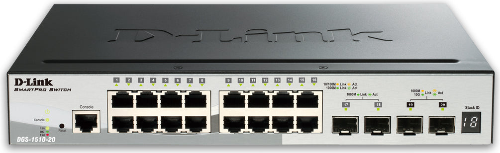 SWITCH D-Link SMART 16 porturi Gigabit. + 2 porturi SFP + 2 porturi 10G SFP+, carcasa metalica, rackabil, 