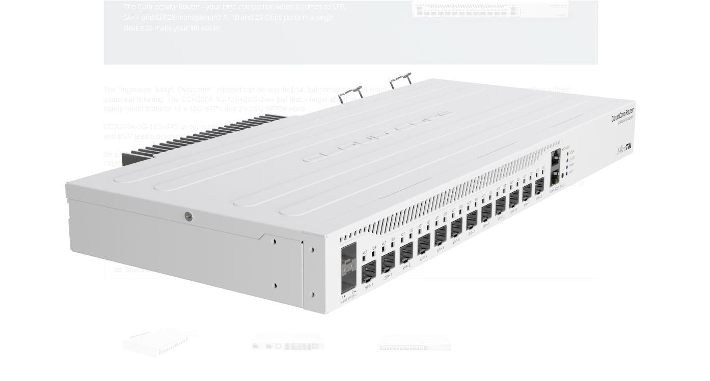 Mikrotik ETHERNET ROUTER CCR2004-1G-12S+2XS "CCR2004-1G-12S+2XS"