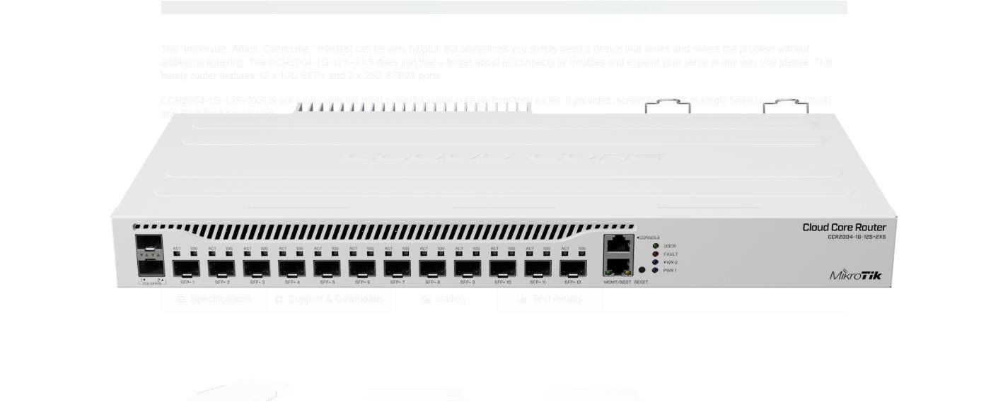Mikrotik ETHERNET ROUTER CCR2004-1G-12S+2XS "CCR2004-1G-12S+2XS"