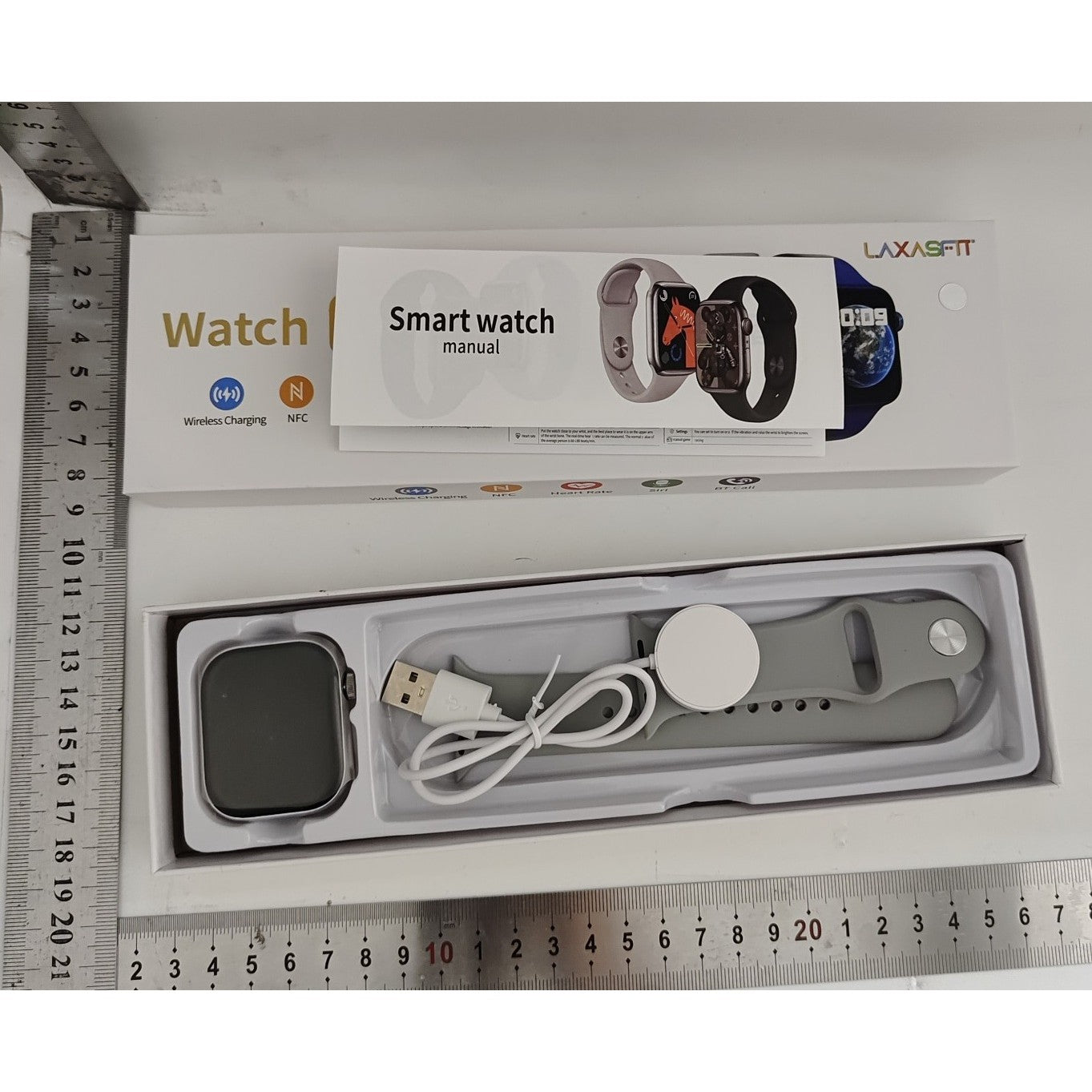 Ceas Smartwatch, Editia 9, Apeluri Bluetooth, Incarcare Wireless, Afisaj 2.01 inch, Rezolutie 240 x 296, NFC, Puls, Gri