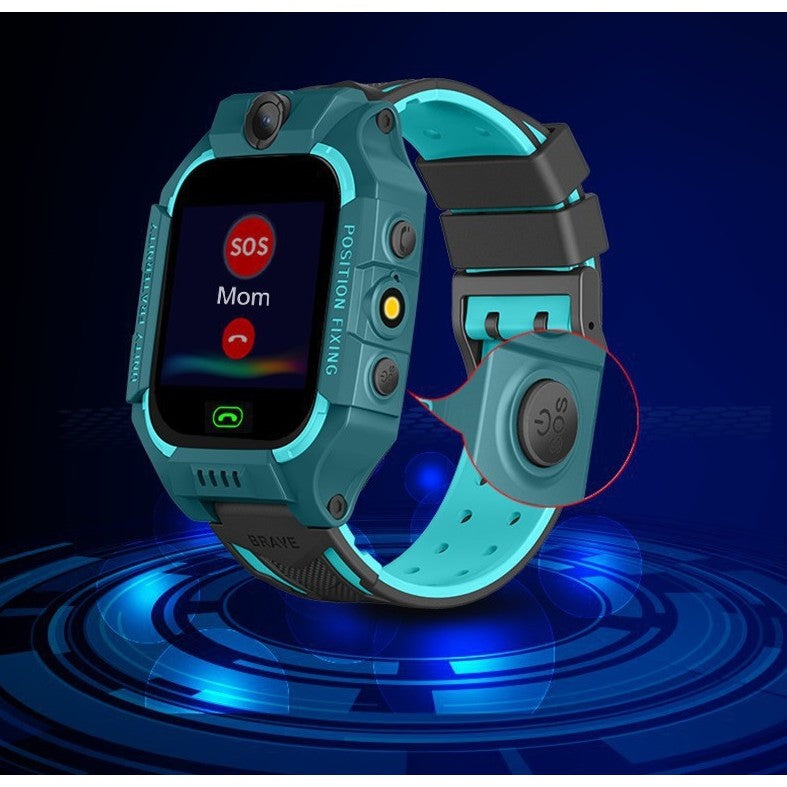 Ceas Smartwatch, Pentru Copii, Model Q19 Z6, Localizare LBS, Istoric Traseu, Monitorizare Spion, Camera Foto, Lanterna, Chat Vocal, Apel SOS, Turcoaz
