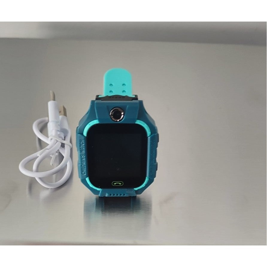 Ceas Smartwatch, Pentru Copii, Model Q19 Z6, Localizare LBS, Istoric Traseu, Monitorizare Spion, Camera Foto, Lanterna, Chat Vocal, Apel SOS, Turcoaz