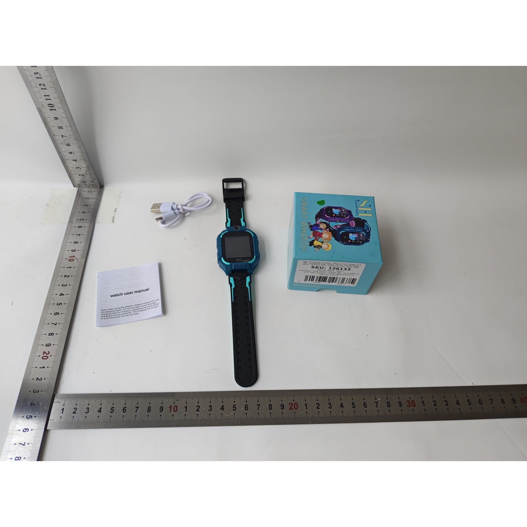Ceas Smartwatch, Pentru Copii, Model Q19 Z6, Localizare LBS, Istoric Traseu, Monitorizare Spion, Camera Foto, Lanterna, Chat Vocal, Apel SOS, Turcoaz