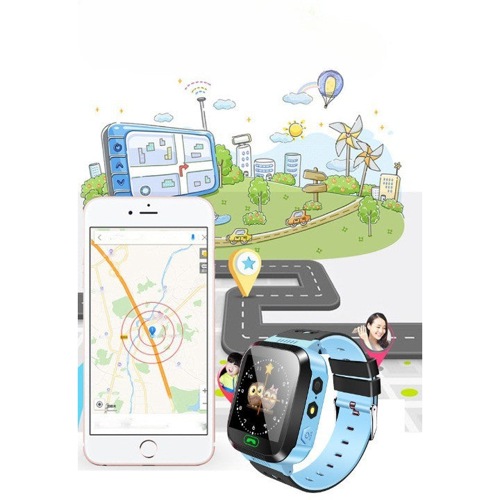 Ceas Smartwatch Pentru Copii Q528 cu Functie Telefon, Localizare GPS, Istoric traseu, Apel de Monitorizare, Camera, Albastru