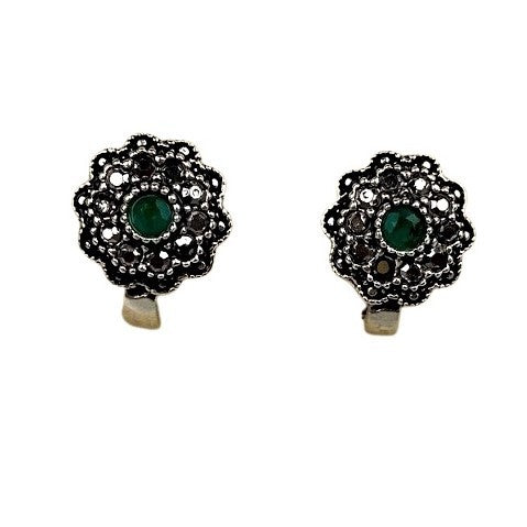 Cercei Argint 925 cu Zirconiu Verde si Marcasite