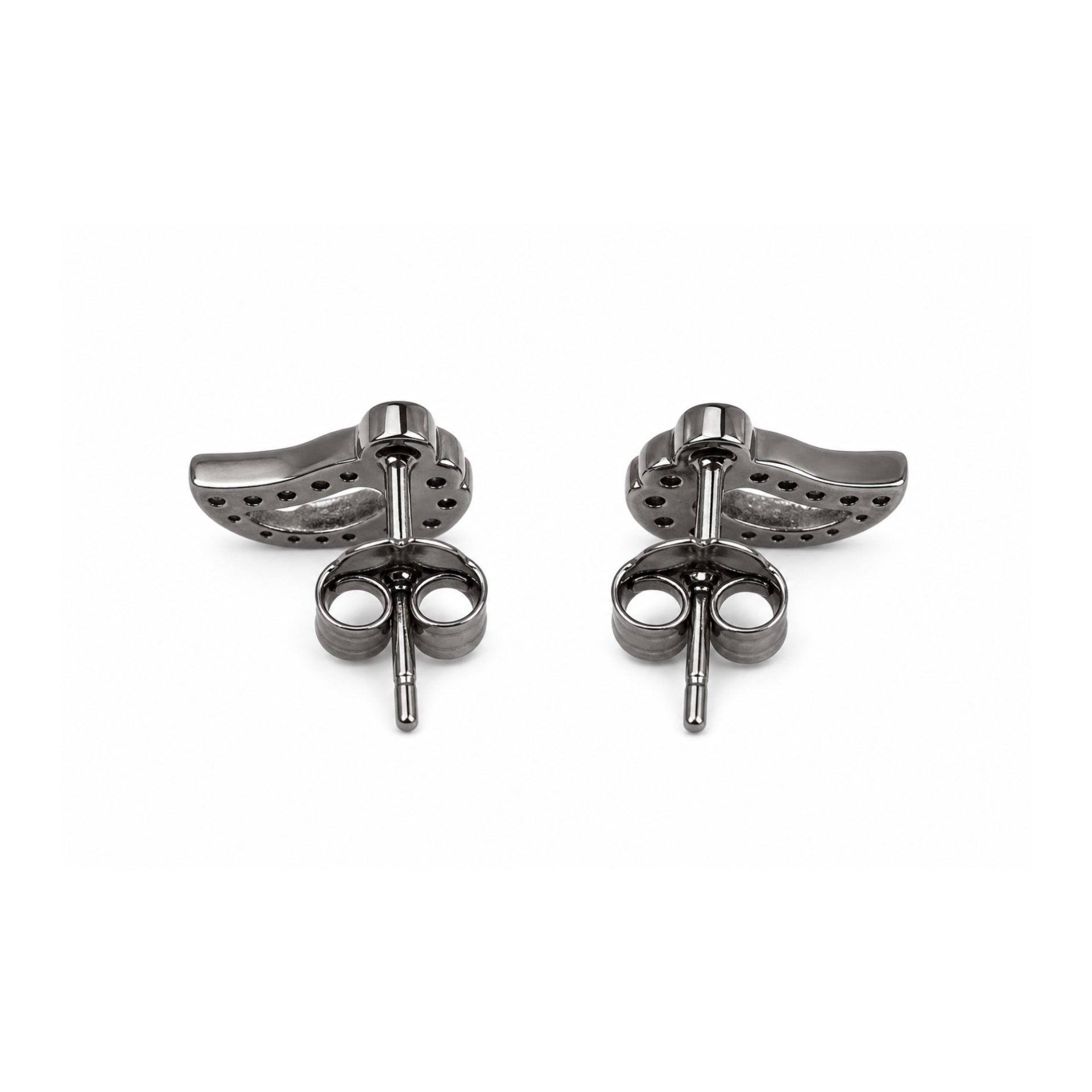 Cercei Tip Stud din Argint 925, Model Talpi, Contur Decorat cu Zirconii si Sistem de Prindere cu Tija si Fluturas, Argintiu