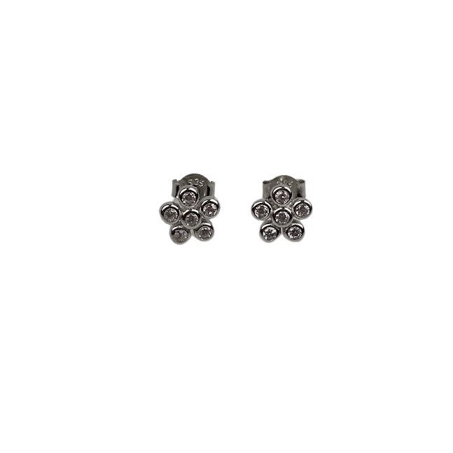 Cercei cu zirconiu (Floare), Argint 925, 1.25g