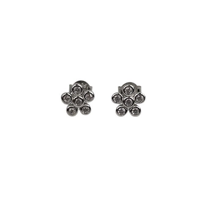 Cercei cu zirconiu (Floare), Argint 925, 1.25g