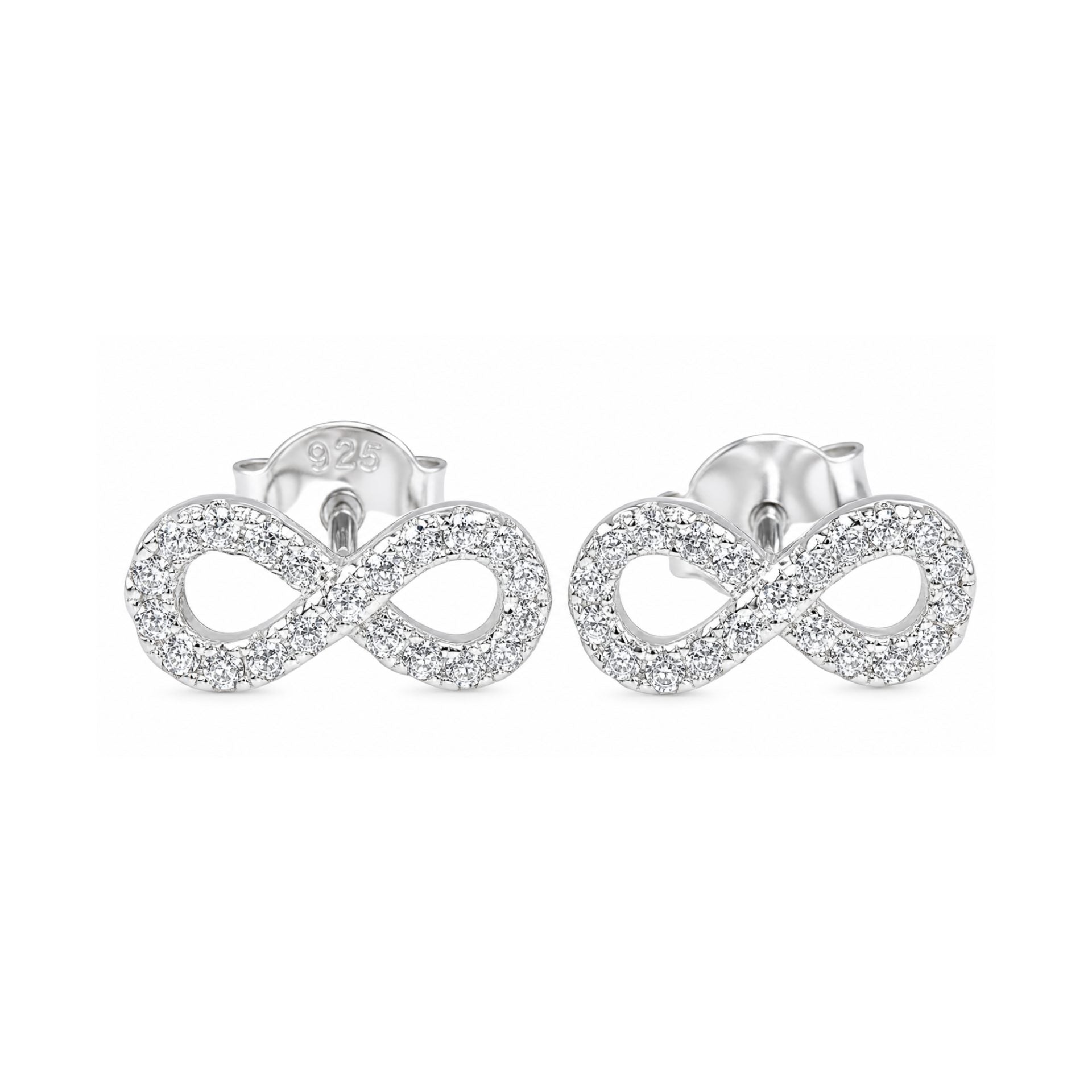 Cercei Damă din Argint 925, Model Infinit Mic cu Pietre, Design Elegant și Delicat, Greutate 0.8 g, Argintiu