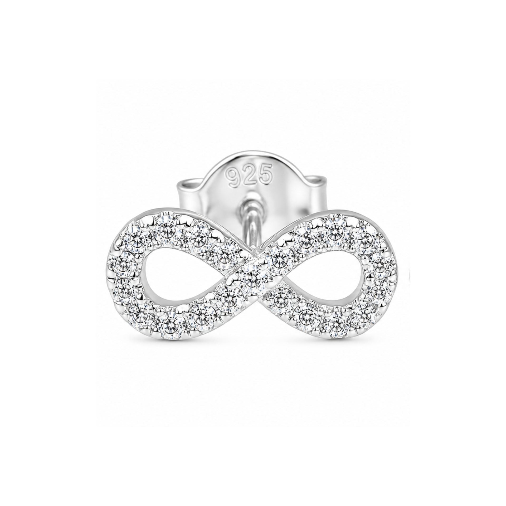 Cercei Damă din Argint 925, Model Infinit Mic cu Pietre, Design Elegant și Delicat, Greutate 0.8 g, Argintiu