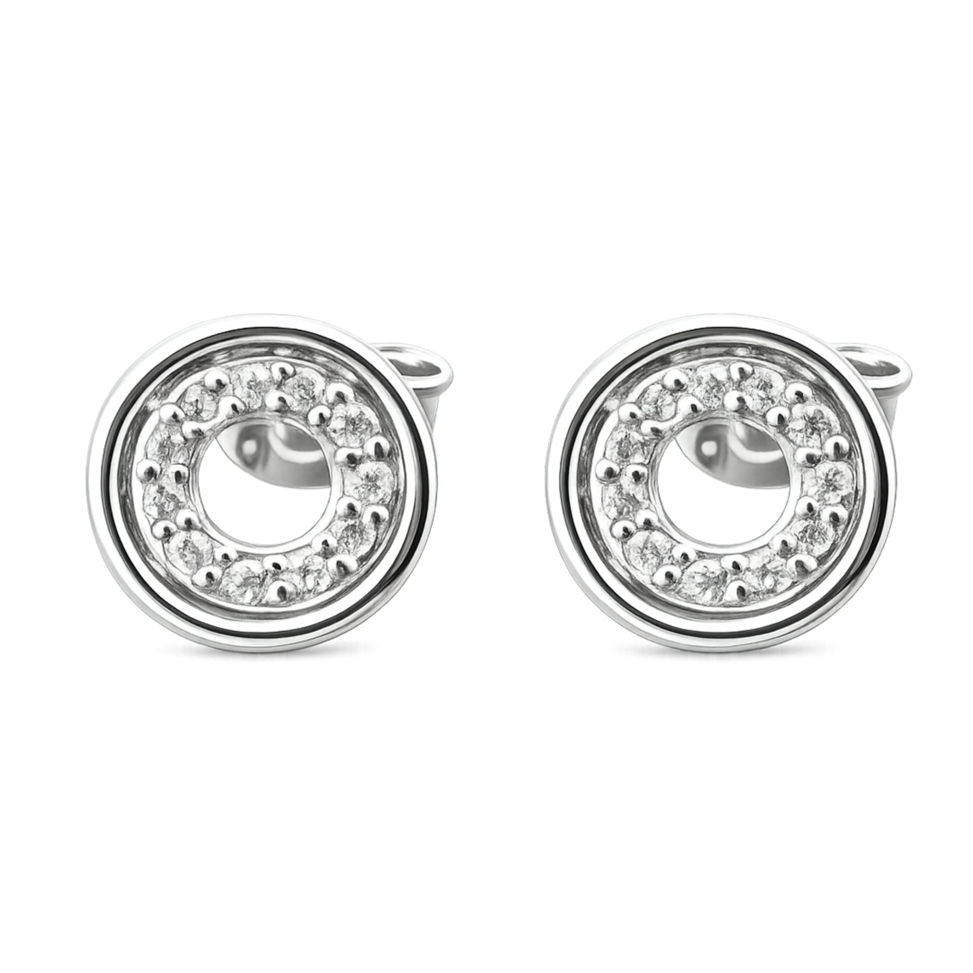 Cercei Damă din Argint 925, Model Rotund Dublu cu Zirconii, Design Elegant și Strălucitor, Greutate 1.3g, Argintiu