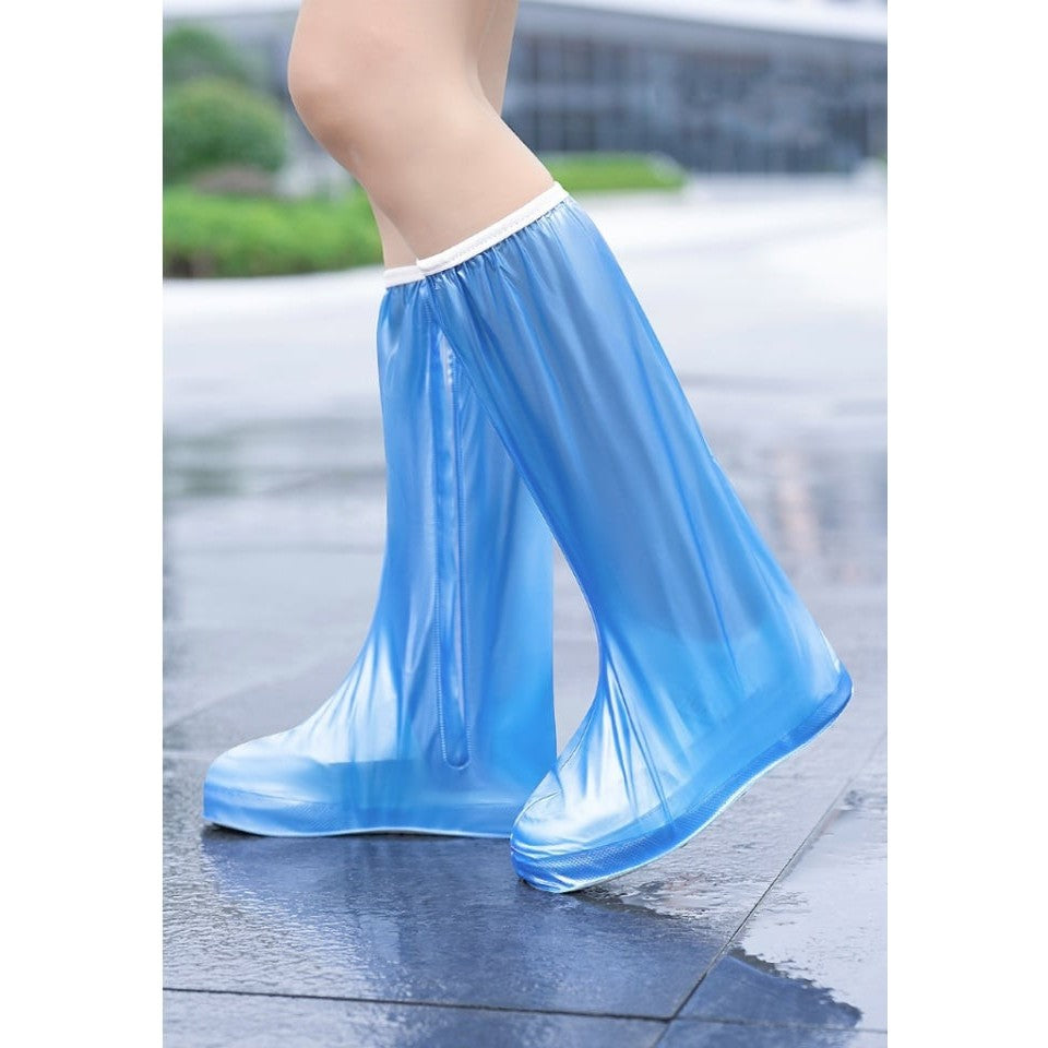 Protectie Incaltaminte pentru Ploaie si Noroi, Impermeabila, Talpa Antiderapanta, cu Fermoar si Capsa, Inaltime 40 cm, Marime S 34-35, Albastru