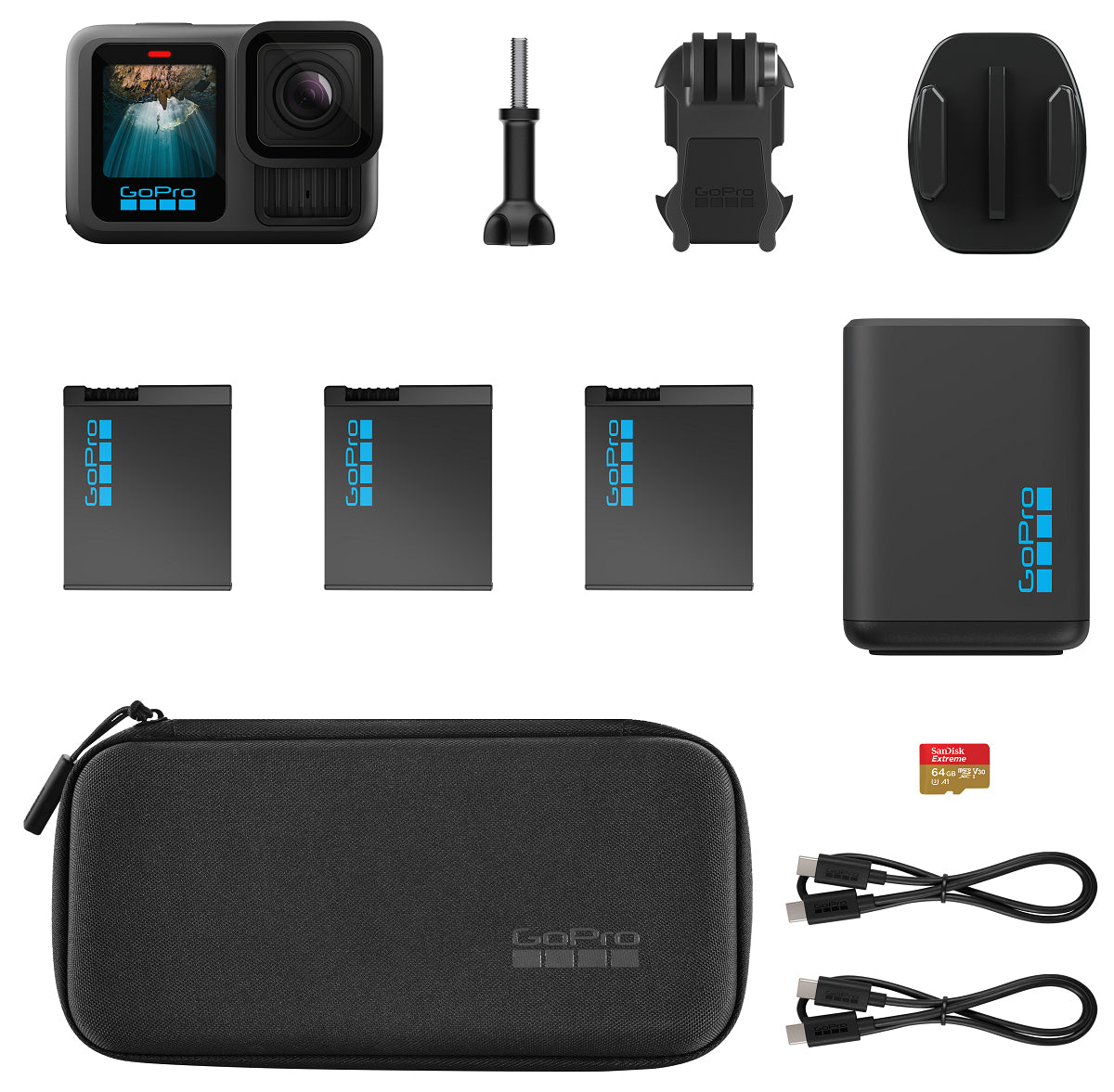 Bundle Camera de actiune H13B Extended Power, 64Gb3x bat Enduro, dual bat "CHDRB-134-RW"