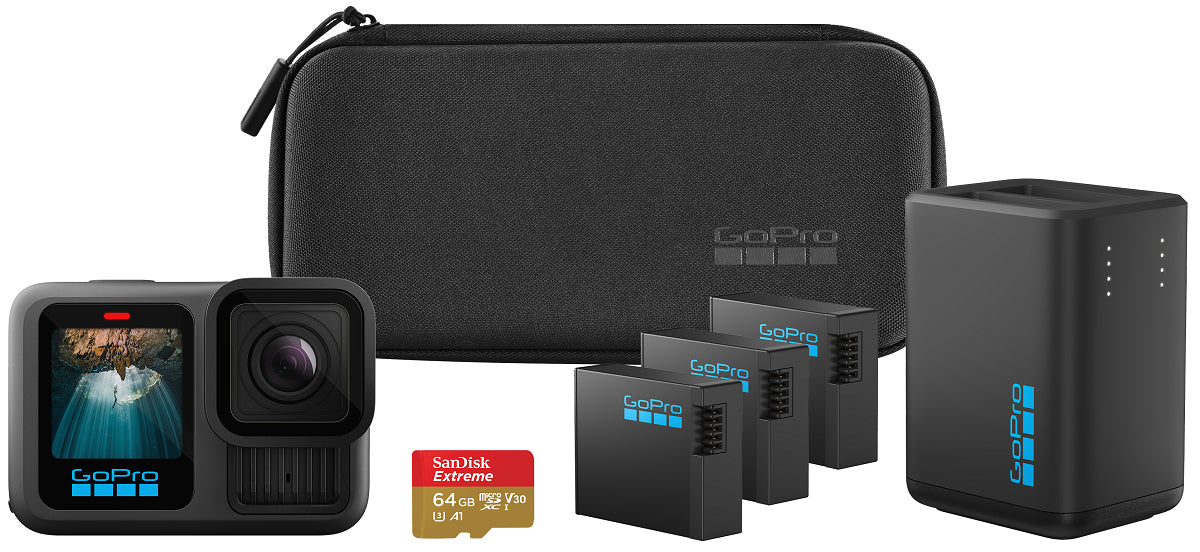 Bundle Camera de actiune H13B Extended Power, 64Gb3x bat Enduro, dual bat 