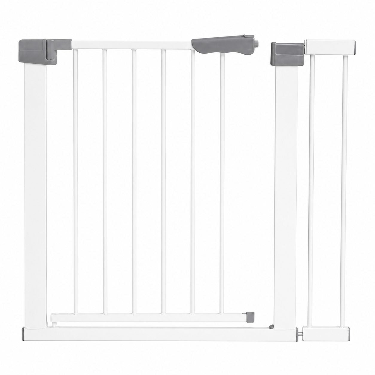 Gard de Siguranta cu Poarta pentru Copii, Latime 66 cm, Inaltime 76 cm, Teava din Fier Vopsit, Elemente PP, Alb