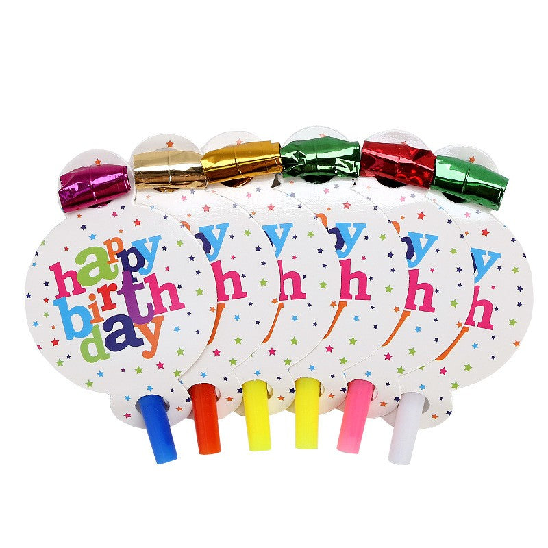 Set 6 Suflatori, Colectia Happy Birthday, 19 x 11 cm, din Carton/Plastic/Hartie, Multicolor