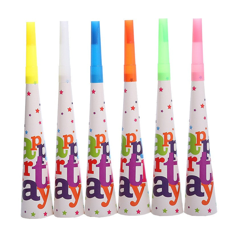 Set 6 Suflatori, Colectia Happy Birthday, 20 cm, din Carton, Multicolor