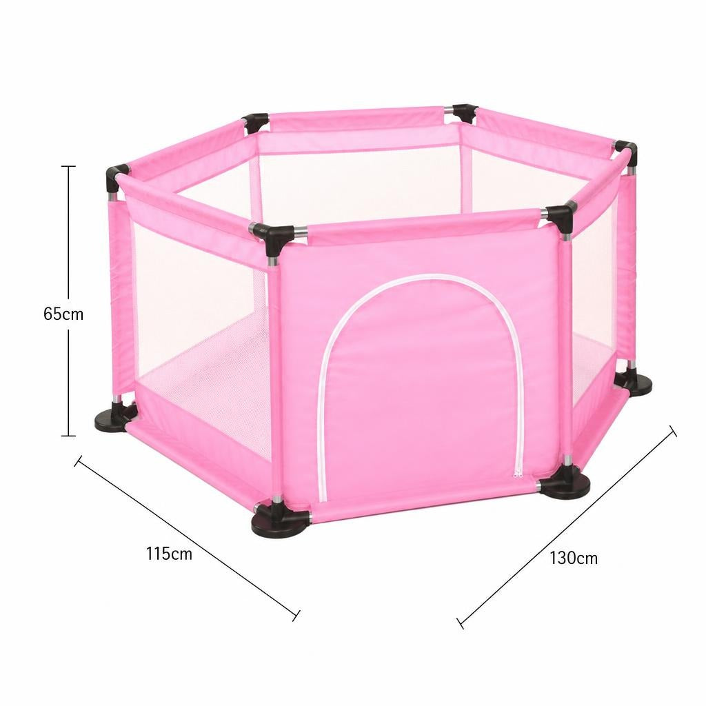Tarc de Joaca si Siguranta pentru Copii DNT-104, Dimensiuni 130 x 115 x 65 cm, Structura de Protectie pentru Interior, Roz deschis