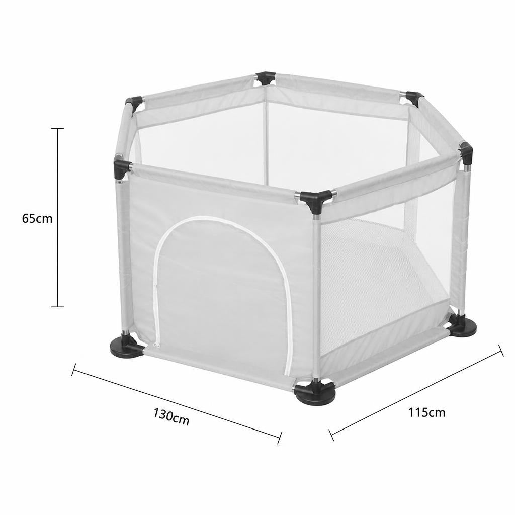 Tarc de Joaca si Siguranta pentru Copii DNT-104, Dimensiuni 130 x 115 x 65 cm, Structura de Protectie pentru Interior, Gri