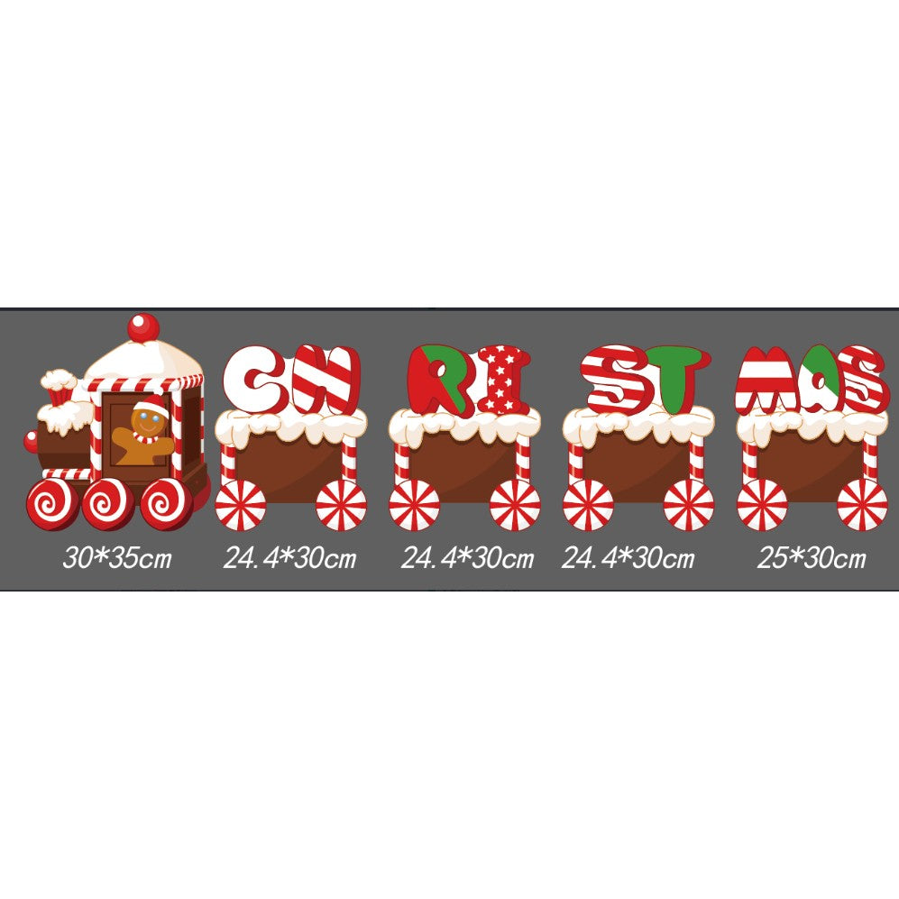 Decoratiune de Craciun, pentru Gradina, Tip Trenulet, 5 Figurine + Bete de Infipt in Pamant, din Plastic, Impermeabil, Model Tren Christmas, Multicolor