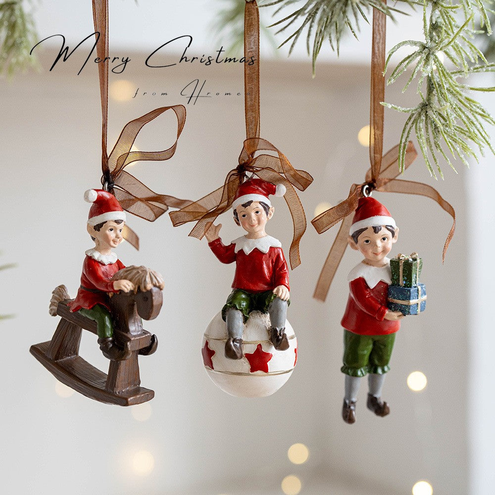 Decoratiune de Craciun, pentru Brad, Model Elf pe Glob, 10 x 4 cm, din Rasina, Multicolor