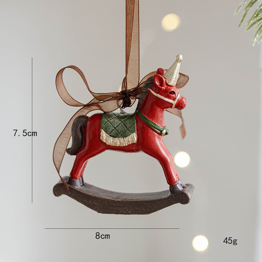 Decoratiune de Craciun, pentru Brad, Model Calut, 7.5 x 8 cm, din Rasina, Multicolor