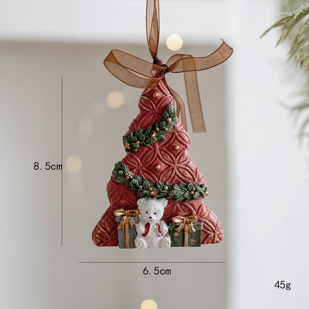Decoratiune de Craciun, pentru Brad, Model Bradut, 8.5 x 6.5 cm, din Rasina, Multicolor
