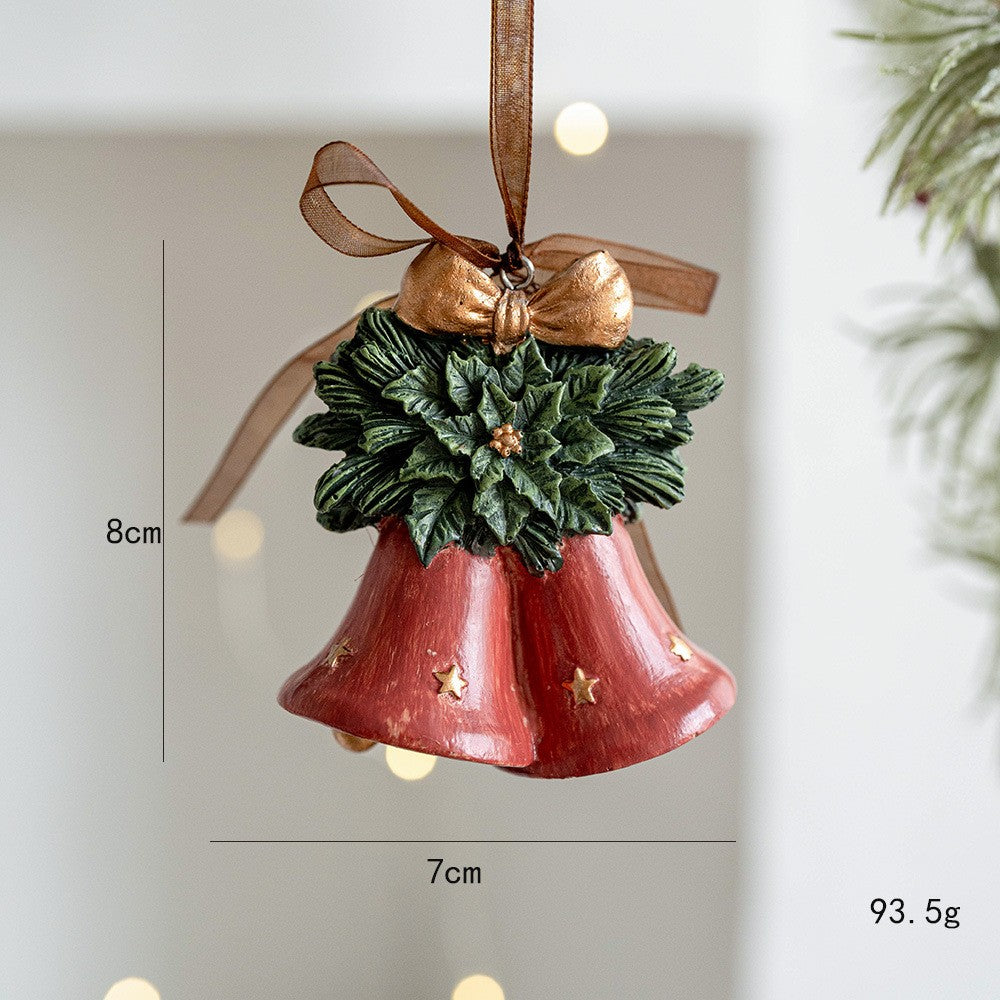 Decoratiune de Craciun, pentru Brad, Model Clopotei, 8 x 7 cm, din Rasina, Multicolor