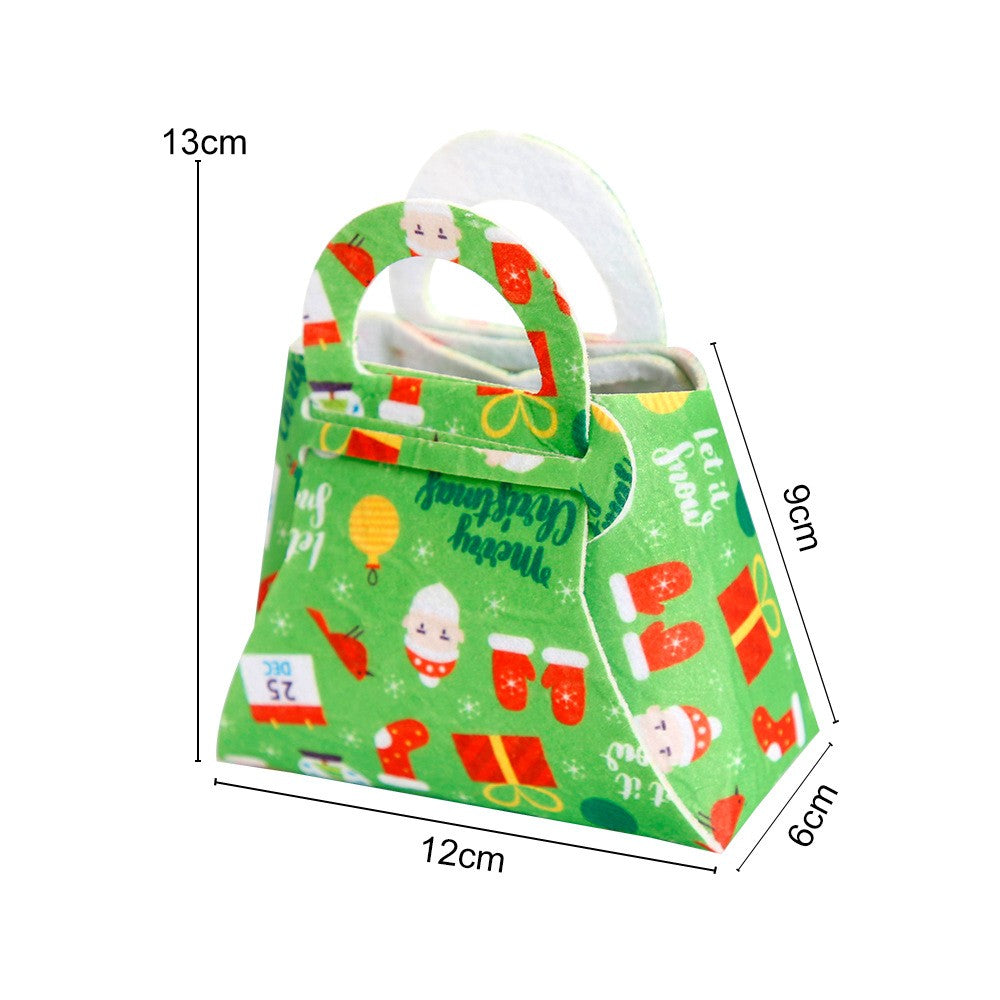 Geanta pentru Copii, Pliabila, pentru Cadouri de Craciun, din Panza Netesuta, 13 x 12 x 6 cm, Verde