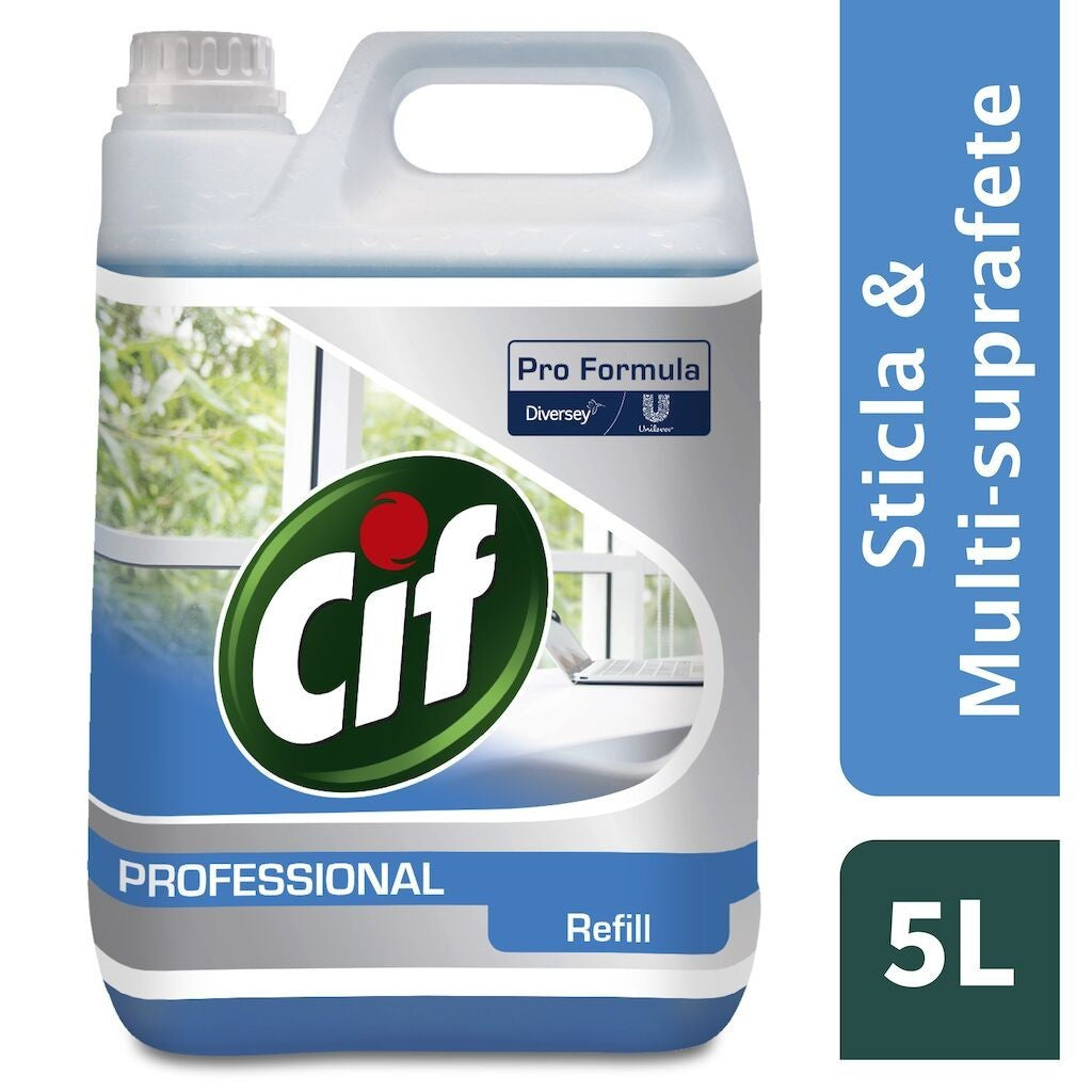 CIF Professional Glass &amp; Multi Surface – Detergent Geamuri si Suprafete 5 L