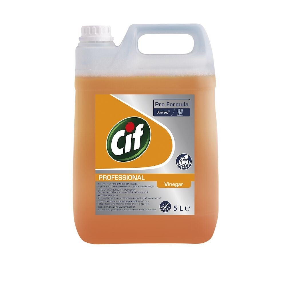 CIF Professional Heavy Duty Vinegar – Detergent Universal pentru Spalarea Manuala a Vaselor cu Otet 5 L